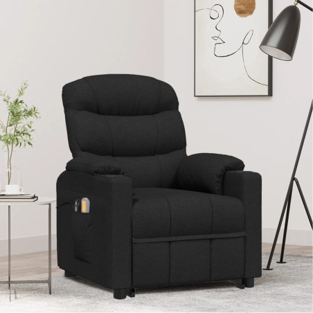 vidaXL Massagesessel mit Aufstehhilfe Schwarz Stoff