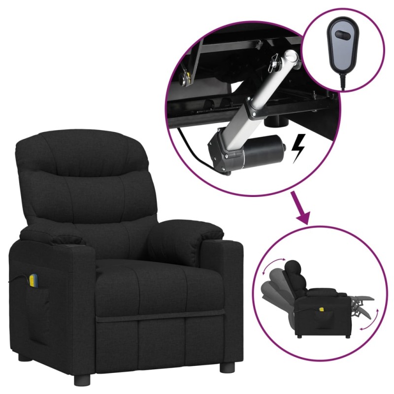 vidaXL Massagesessel Elektrisch Schwarz Stoff vidaXL Massagesessel Elektrisch Schwarz Stoff