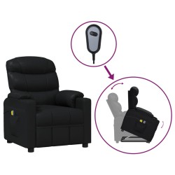 vidaXL Massagesessel mit Aufstehhilfe Schwarz Kunstleder
