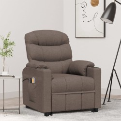 vidaXL Massagesessel mit Aufstehhilfe Taupe Stoff