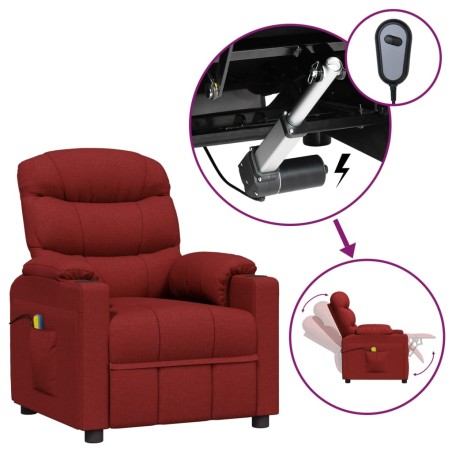 vidaXL Massagesessel Elektrisch Weinrot Stoff