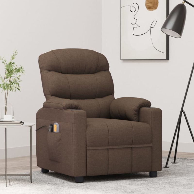 vidaXL Massagesessel Elektrisch Braun Stoff vidaXL Massagesessel Elektrisch Braun Stoff
