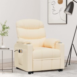 vidaXL Massagesessel mit Aufstehhilfe Creme Stoff