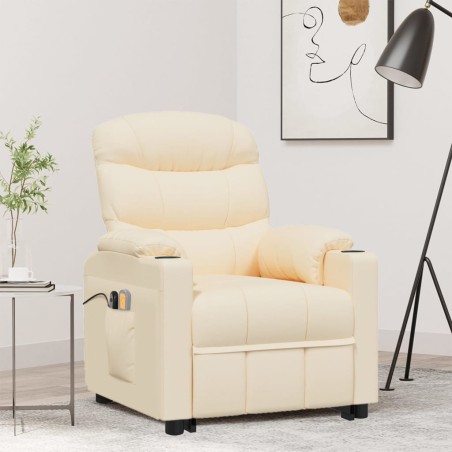 vidaXL Massagesessel mit Aufstehhilfe Creme Stoff