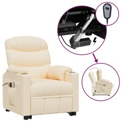 vidaXL Massagesessel mit Aufstehhilfe Creme Stoff
