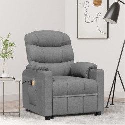 vidaXL Massagesessel mit Aufstehhilfe Hellgrau Stoff