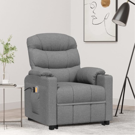 vidaXL Massagesessel mit Aufstehhilfe Hellgrau Stoff