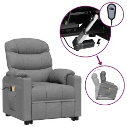 vidaXL Massagesessel mit Aufstehhilfe Hellgrau Stoff
