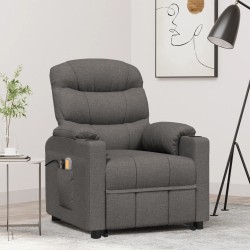 vidaXL Massagesessel mit Aufstehhilfe Dunkelgrau Stoff