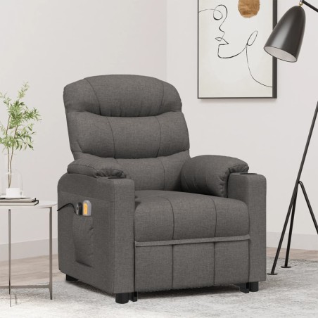vidaXL Massagesessel mit Aufstehhilfe Dunkelgrau Stoff