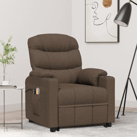 vidaXL Massagesessel mit Aufstehhilfe Braun Stoff