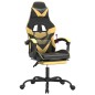 vidaXL Gaming-Stuhl mit Fußstütze Schwarz und Golden Kunstleder vidaXL Gaming-Stuhl mit Fußstütze Schwarz und Golden Kunstleder
