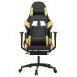 vidaXL Gaming-Stuhl mit Fußstütze Schwarz und Golden Kunstleder vidaXL Gaming-Stuhl mit Fußstütze Schwarz und Golden Kunstleder