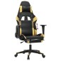 vidaXL Gaming-Stuhl mit Fußstütze Schwarz und Golden Kunstleder vidaXL Gaming-Stuhl mit Fußstütze Schwarz und Golden Kunstleder