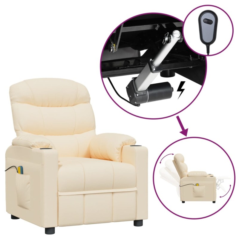 vidaXL Massagesessel Elektrisch Creme Stoff vidaXL Massagesessel Elektrisch Creme Stoff