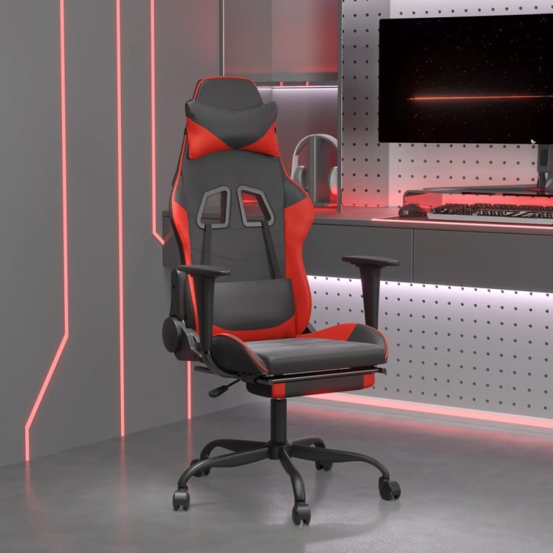 vidaXL Gaming-Stuhl mit Fußstütze Schwarz und Rot Kunstleder vidaXL Gaming-Stuhl mit Fußstütze Schwarz und Rot Kunstleder