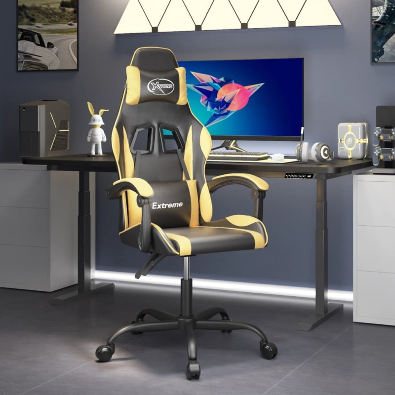 vidaXL Gaming-Stuhl Schwarz und Golden Kunstleder vidaXL Gaming-Stuhl Schwarz und Golden Kunstleder