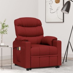 vidaXL Massagesessel mit Aufstehhilfe Weinrot Stoff