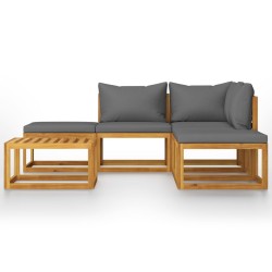 6-tlg. Garten-Lounge-Set mit Auflagen Massivholz Akazie