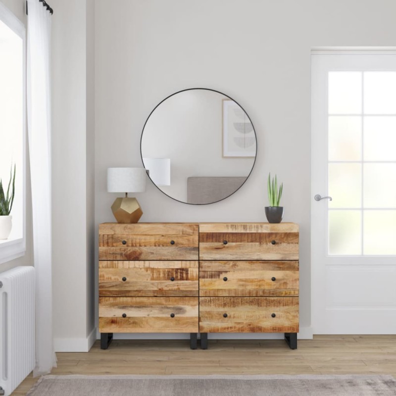 vidaXL Sideboards 2 Stk. 60x33x75 cm Raues Mangoholz vidaXL Sideboards 2 Stk. 60x33x75 cm Raues Mangoholz