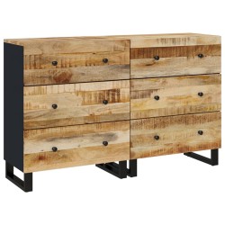 vidaXL Sideboards 2 Stk. 60x33x75 cm Raues Mangoholz 