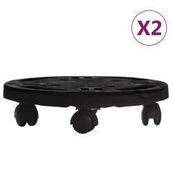vidaXL Pflanzenroller 2 Stk. 30 cm Durchmesser Schwarz 170 kg