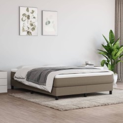 vidaXL Boxspringbett mit Matratze Taupe 140x200 cm Stoff