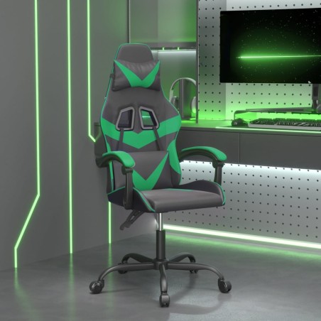 vidaXL Gaming-Stuhl Schwarz und Grün Kunstleder