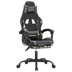 vidaXL Gaming-Stuhl mit Fußstütze Schwarz und Tarnfarben Kunstleder