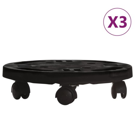 vidaXL Pflanzenroller 3 Stk. 30 cm Durchmesser Schwarz 170 kg