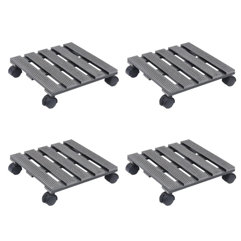 vidaXL Pflanzenroller 4 Stk. Grau 30x30x7,5 cm WPC vidaXL Pflanzenroller 4 Stk. Grau 30x30x7,5 cm WPC