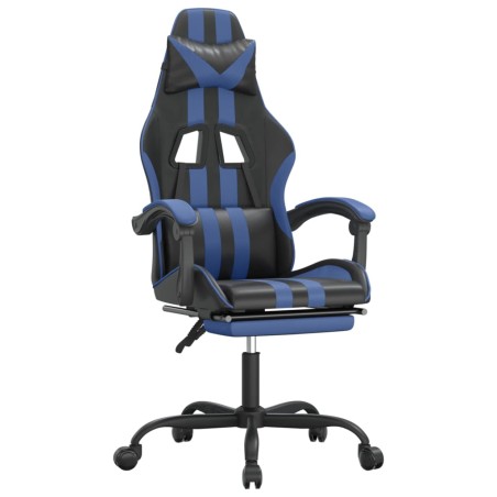 vidaXL Gaming-Stuhl mit Fußstütze Schwarz und Blau Kunstleder