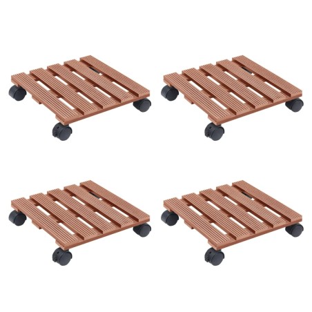 vidaXL Pflanzenroller 4 Stk. Braun 30x30x7,5 cm WPC