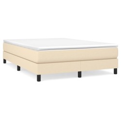vidaXL Boxspringbett mit Matratze Creme 140x200 cm Stoff