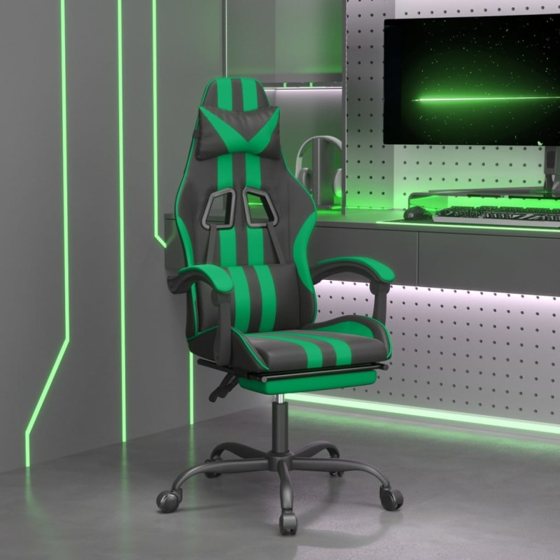 vidaXL Gaming-Stuhl mit Fußstütze Schwarz und Grün Kunstleder vidaXL Gaming-Stuhl mit Fußstütze Schwarz und Grün Kunstleder