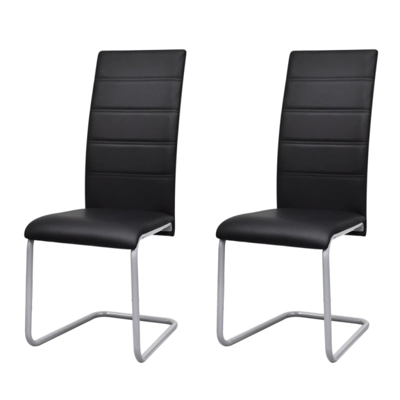Freischwinger 2 Stk. Schwarz Kunstleder Freischwinger 2 Stk. Schwarz Kunstleder
