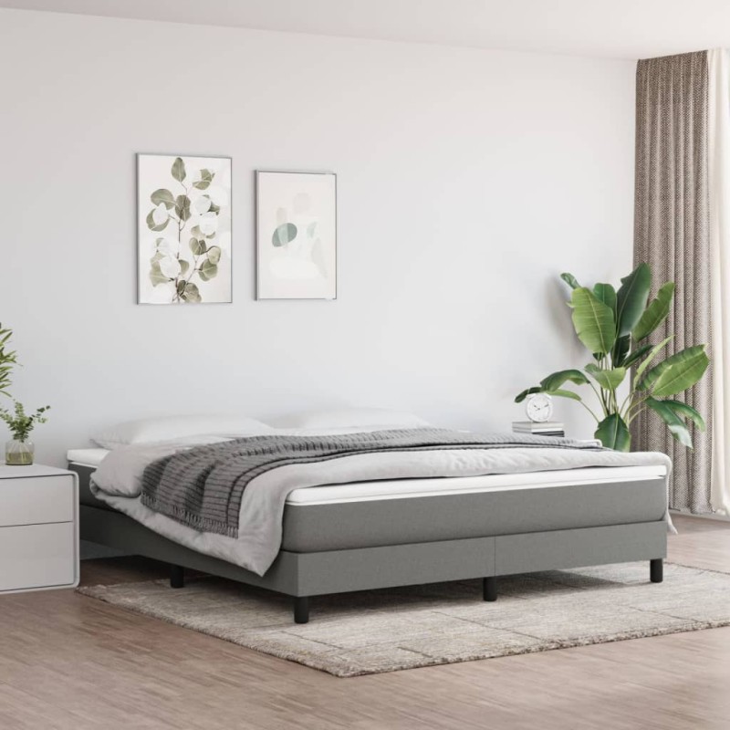 vidaXL Boxspringbett mit Matratze Dunkelgrau 180x200 cm Stoff vidaXL Boxspringbett mit Matratze Dunkelgrau 180x200 cm Stoff