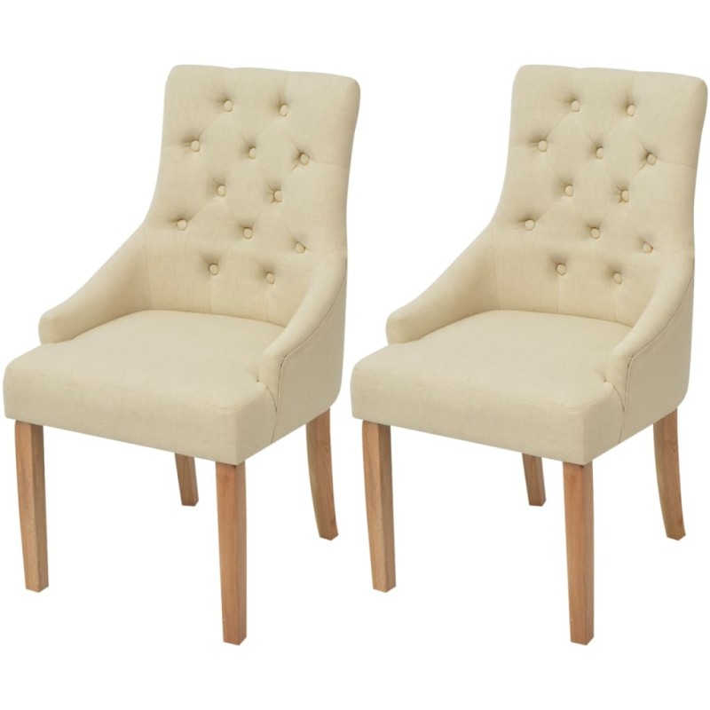 vidaXL Esszimmerstühle 2 Stk. Creme Stoff vidaXL Esszimmerstühle 2 Stk. Creme Stoff