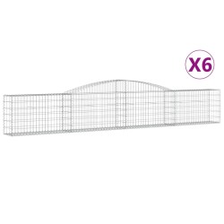 vidaXL Gabionen mit Hochbogen 6 Stk. 400x30x60/80 cm Verzinktes Eisen