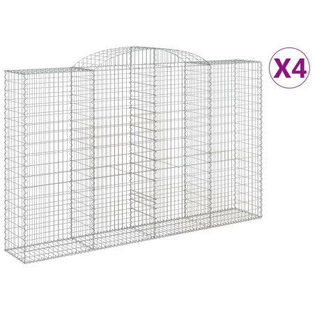 vidaXL Gabionen mit Hochbogen 4 Stk. 300x50x180/200cm Verzinktes Eisen