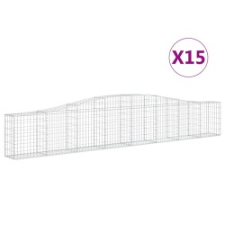 vidaXL Gabionen mit Hochbogen 15 Stk. 400x30x60/80 cm Verzinktes Eisen