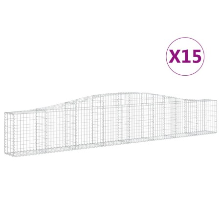 vidaXL Gabionen mit Hochbogen 15 Stk. 400x30x60/80 cm Verzinktes Eisen