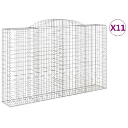vidaXL Gabionen mit Hochbogen 11 Stk 300x50x180/200cm Verzinktes Eisen