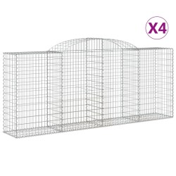 vidaXL Gabionen mit Hochbogen 4 Stk. 300x50x120/140cm Verzinktes Eisen
