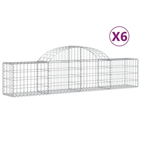 vidaXL Gabionen mit Hochbogen 6 Stk. 200x30x40/60 cm Verzinktes Eisen