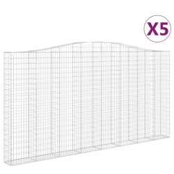 vidaXL Gabionen mit Hochbogen 5 Stk. 400x30x200/220cm Verzinktes Eisen