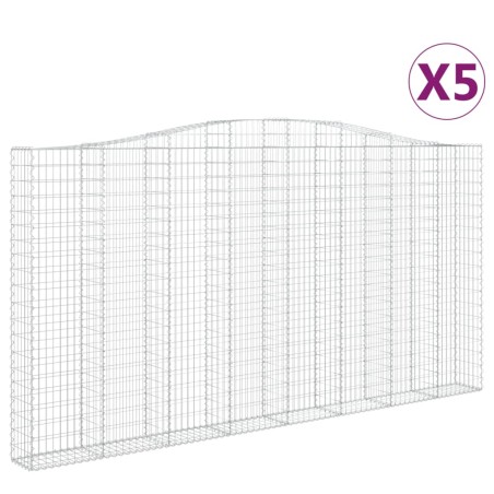 vidaXL Gabionen mit Hochbogen 5 Stk. 400x30x200/220cm Verzinktes Eisen