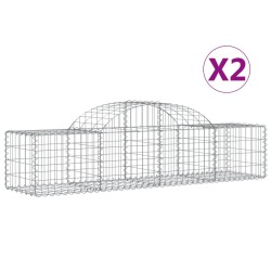 vidaXL Gabionen mit Hochbogen 2 Stk. 200x50x40/60 cm Verzinktes Eisen