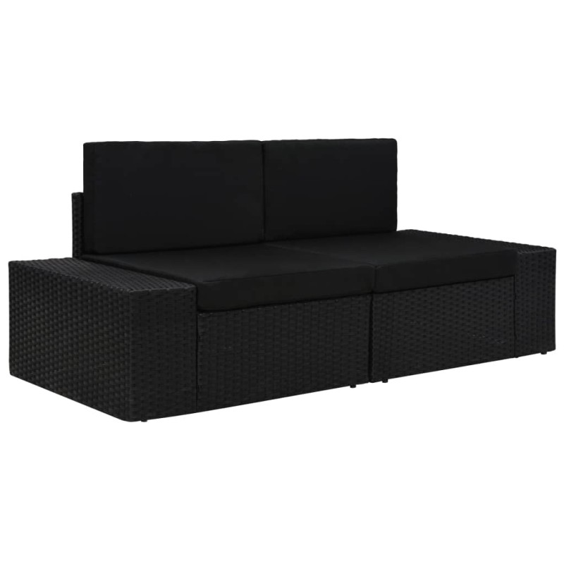 Modulares 2-Sitzer-Sofa Poly Rattan Schwarz Modulares 2-Sitzer-Sofa Poly Rattan Schwarz