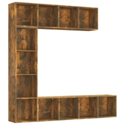 vidaXL 3-tlg. Bücherregal-/TV-Schrank-Set Räuchereiche 180x30x180 cm